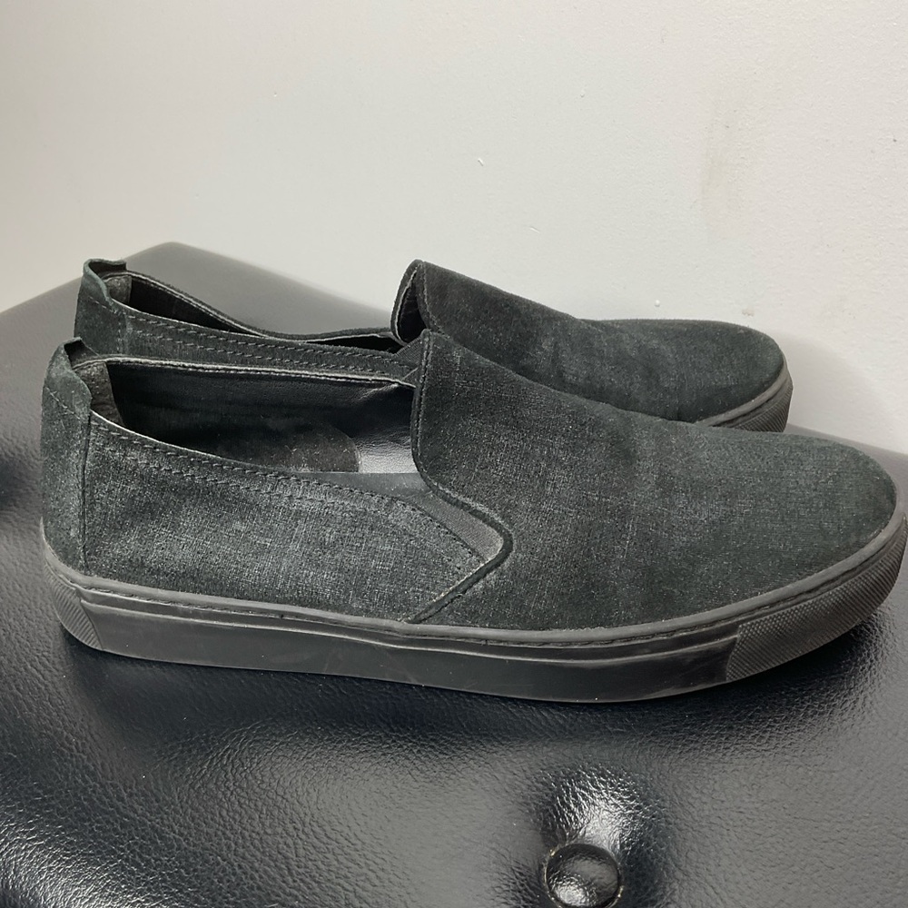THE FLEXX Black canvas slip on sneaker shoe w/ silver sheen EU 42 US 10